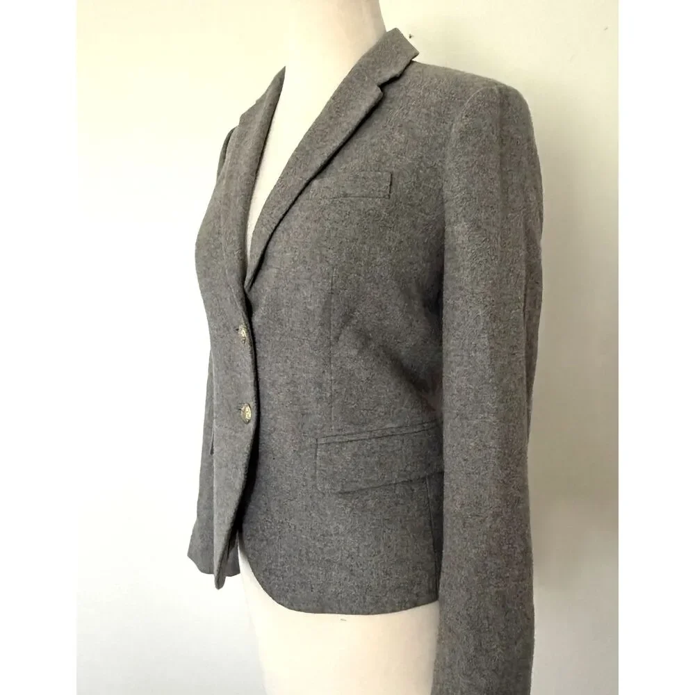 J Crew Schoolboy Heather Gray Wool Crest Button Preppy Academia Blazer Jacket 0